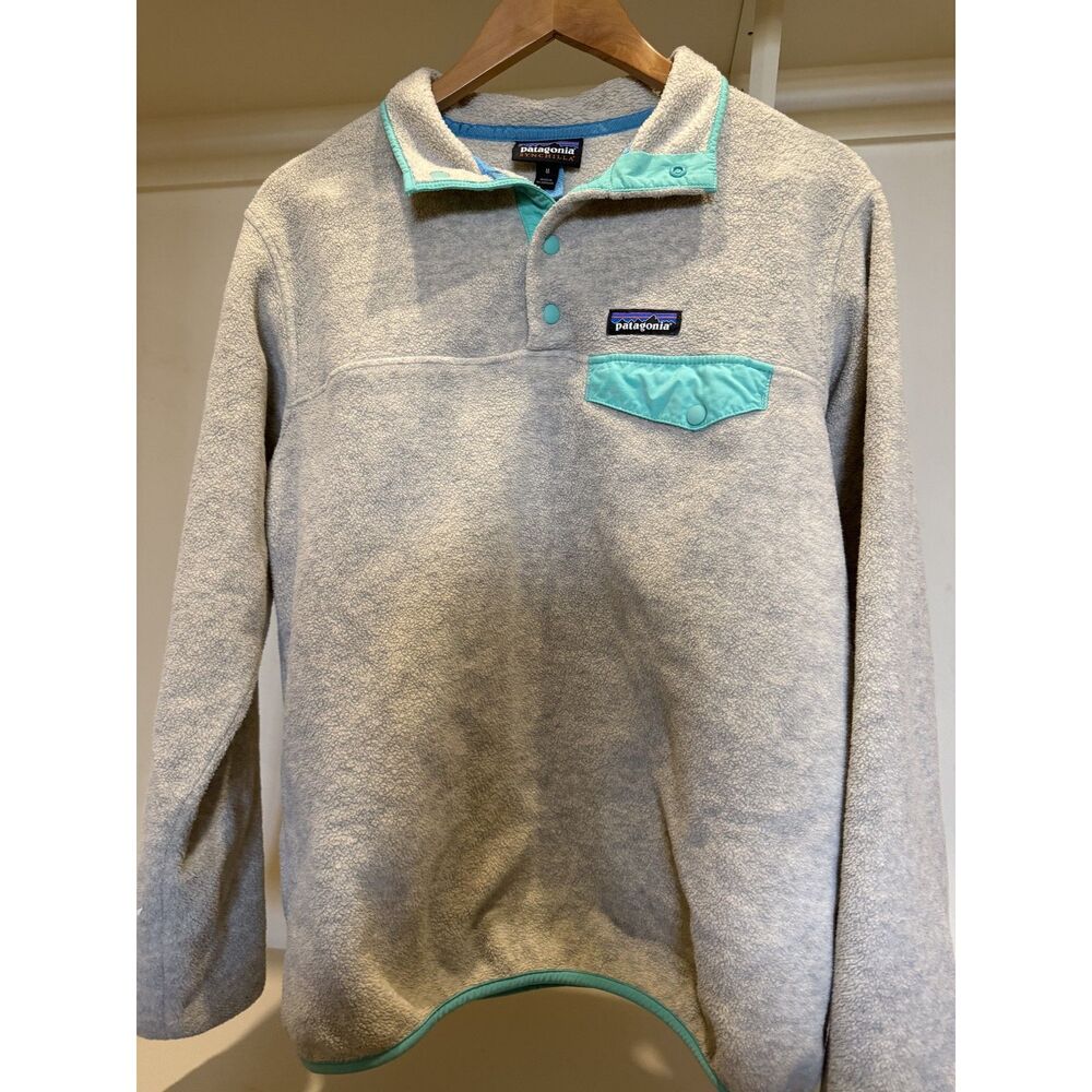 Patagonia Womens Synchilla Snap Pullover - Grey/Blue